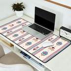 Folk Floral Stripe Pattern Desk Mat Gallery Image 2