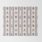 Folk Floral Stripe Pattern Throw Blanket Gallery Image 2