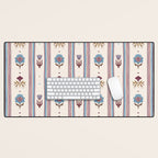 Folk Floral Stripe Pattern Desk Mat Gallery Image 1