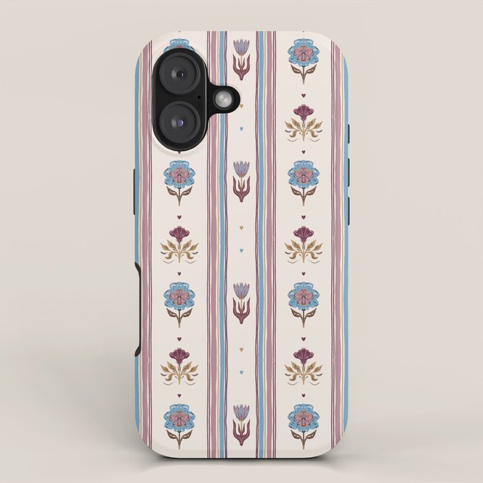 Folk Floral Stripe Pattern iPhone Case Gallery Image 1
