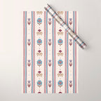 Folk Floral Stripe Pattern Wrapping Paper Gallery Image 1