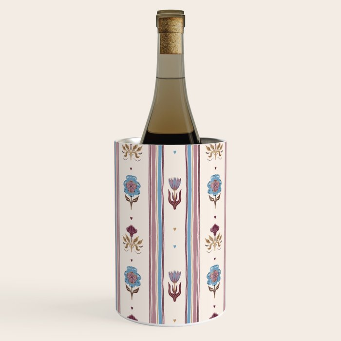 Folk Floral Stripe Pattern Wine Chiller Gallery Image 2