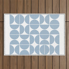 Mid Century Modern Geometric 04 Soft Blue Outdoor Rug Gallery Image 1