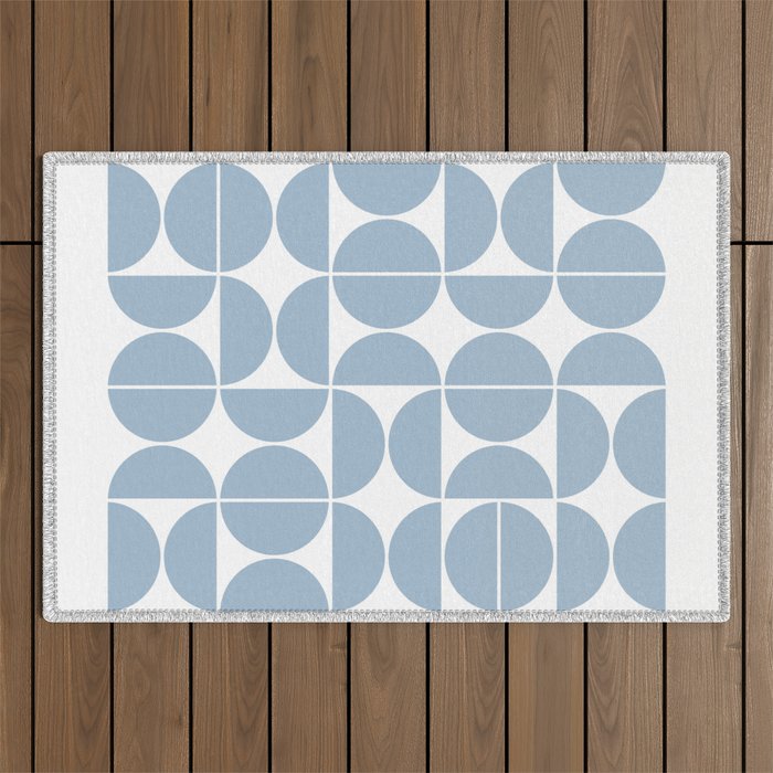 Mid Century Modern Geometric 04 Soft Blue Outdoor Rug Gallery Image 1