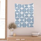 Mid Century Modern Geometric 04 Soft Blue Wall Tapestry Gallery Image 2