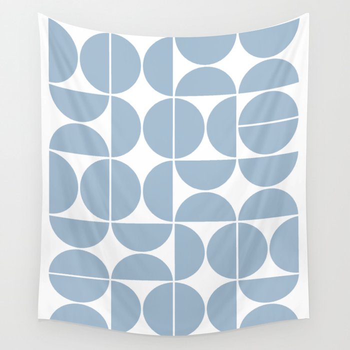 Mid Century Modern Geometric 04 Soft Blue Wall Tapestry Gallery Image 4