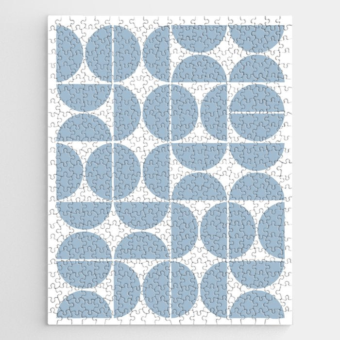 Mid Century Modern Geometric 04 Soft Blue Jigsaw Puzzle Gallery Image 1