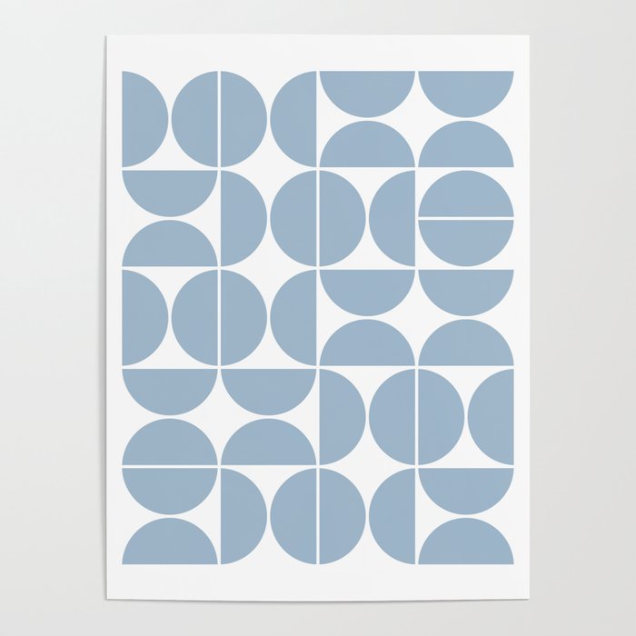 Mid Century Modern Geometric 04 Soft Blue Poster Gallery Image 4