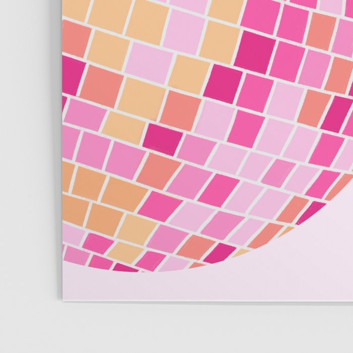 Disco Balls Illustration (Pink/Yellow Palette) Poster Gallery Image 3
