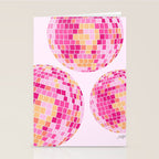 Disco Balls Illustration (Pink/Yellow Palette) Stationery Card Gallery Image 2