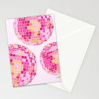 Disco Balls Illustration (Pink/Yellow Palette) Stationery Card Gallery Image 2