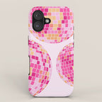 Disco Balls Illustration (Pink/Yellow Palette) iPhone Case Gallery Image 1