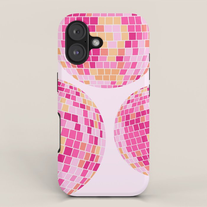 Disco Balls Illustration (Pink/Yellow Palette) iPhone Case Gallery Image 1