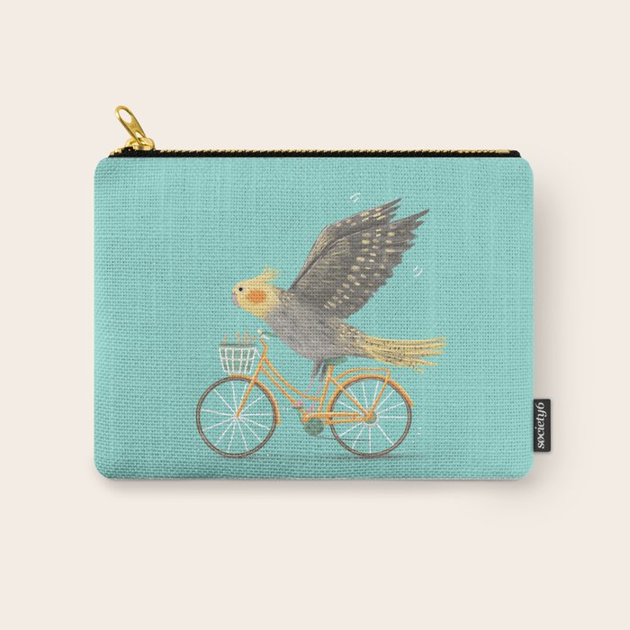 Cockatiel on a Bicycle Carry All Pouch Gallery Image 1