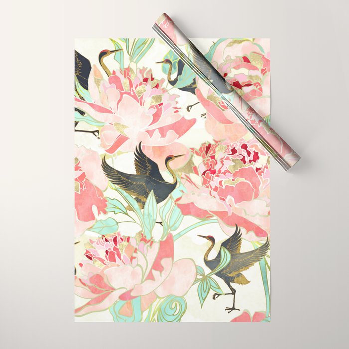 Floral Cranes Wrapping Paper Gallery Image 1
