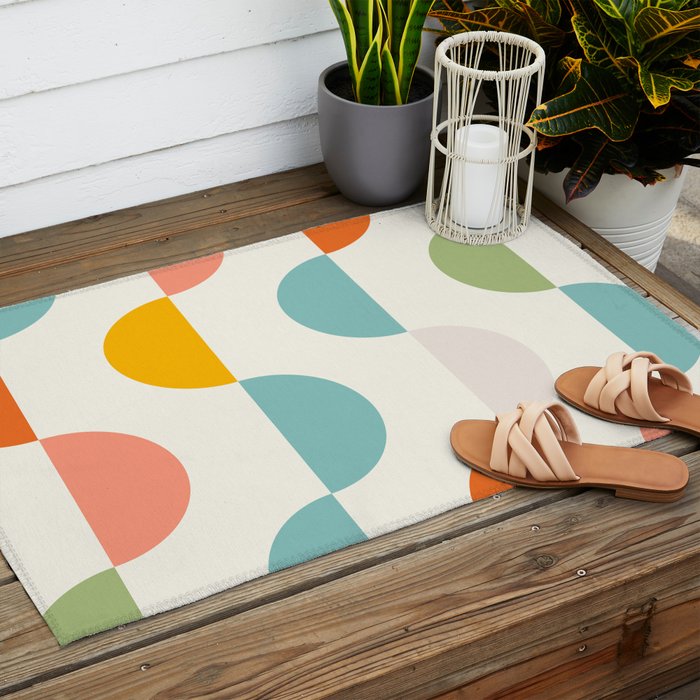 Mid Century Modern Geometry 3 Outdoor Rug Gallery Image 2
