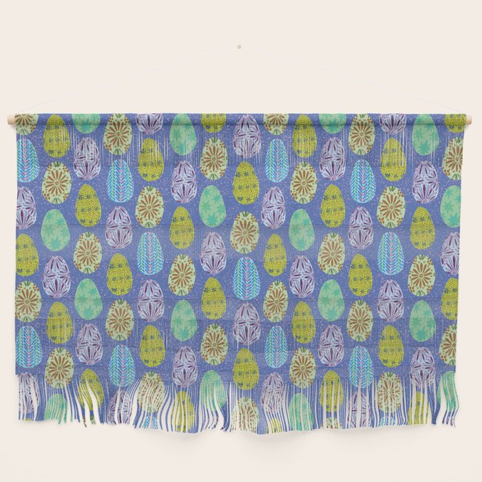 Colorful Folk Art Easter Eggs in Lavender & Green Wall Hanging Gallery Image 1