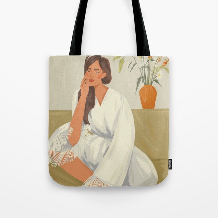 woman in kimono at home Tote Bag Gallery Image 1