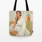 woman in kimono at home Tote Bag Gallery Image 1