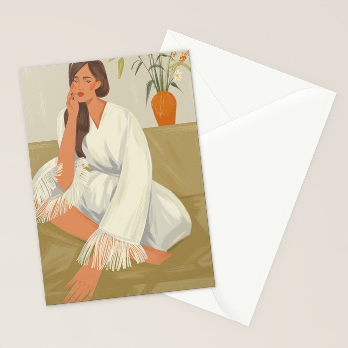 woman in kimono at home Stationery Card Gallery Image 2