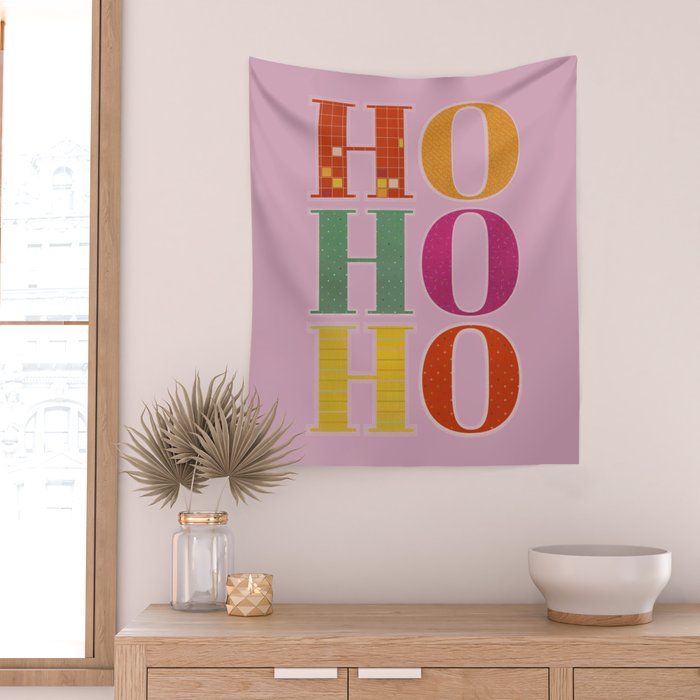 HO HO HO Festive Letters Wall Tapestry Gallery Image 2