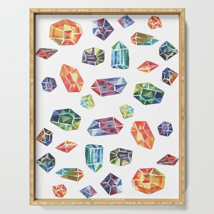 Pattern - watercolor gems Serving Tray Gallery Image 1
