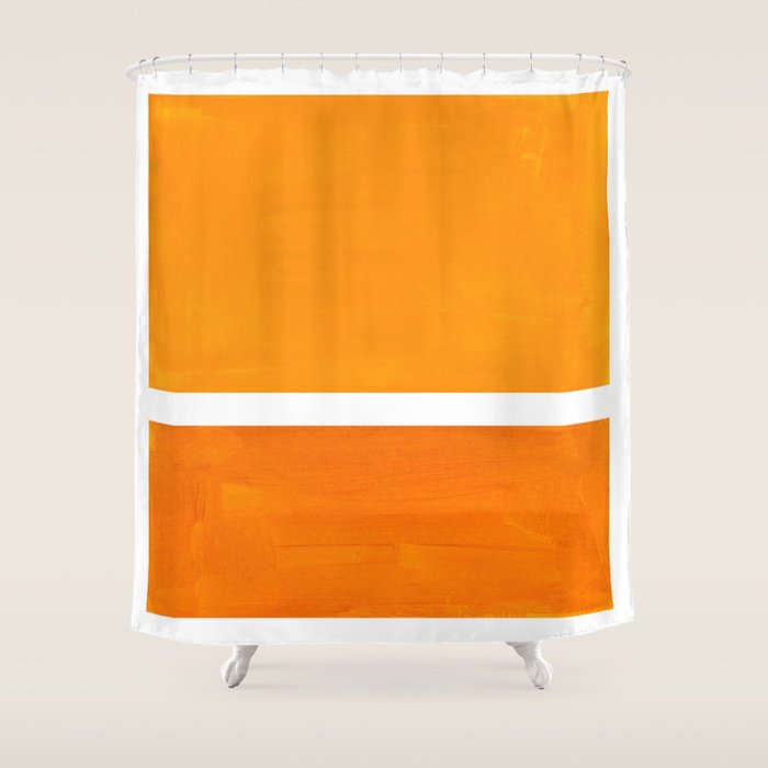 Antique Yellow  & Yellow Ochre Mid Century Modern Abstract Minimalist Rothko Color Field Squares Shower Curtain Gallery Image 1
