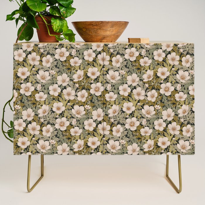 Floral Meadow In Spring Green Credenza Gallery Image 1