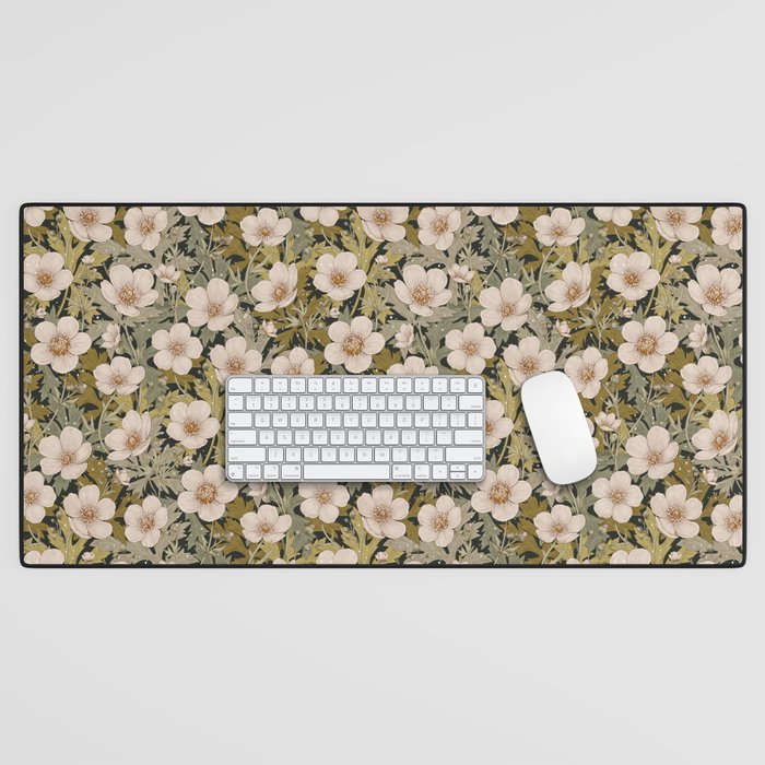 Floral Meadow In Spring Green Desk Mat Gallery Image 1