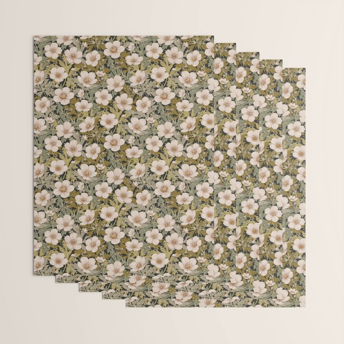 Floral Meadow In Spring Green Wrapping Paper Gallery Image 3