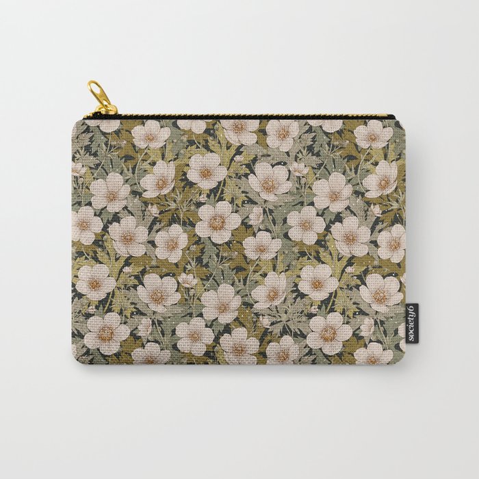 Floral Meadow In Spring Green Carry All Pouch Gallery Image 1
