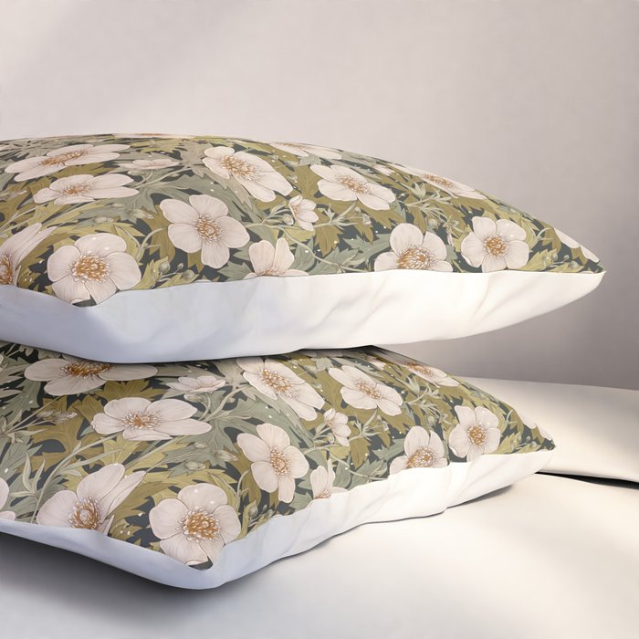 Floral Meadow In Spring Green Pillow Sham Gallery Image 3