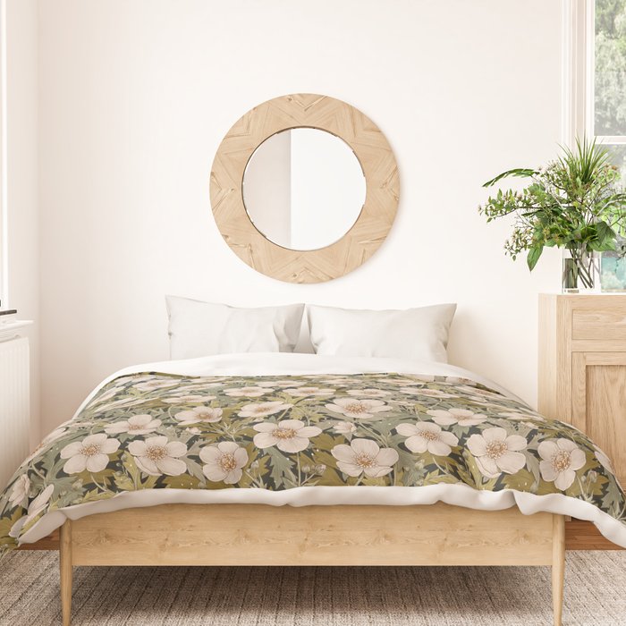 Floral Meadow In Spring Green Duvet Cover Gallery Image 3