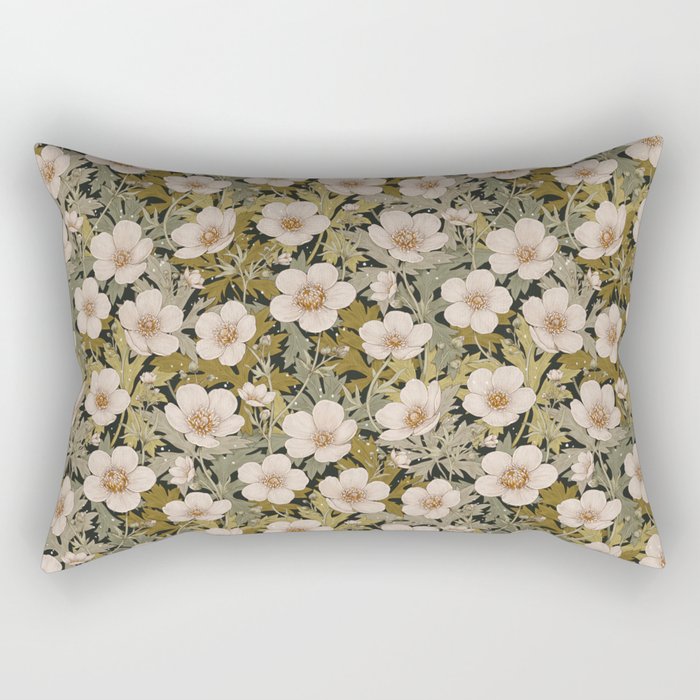 Floral Meadow In Spring Green Rectangular Pillow Gallery Image 2