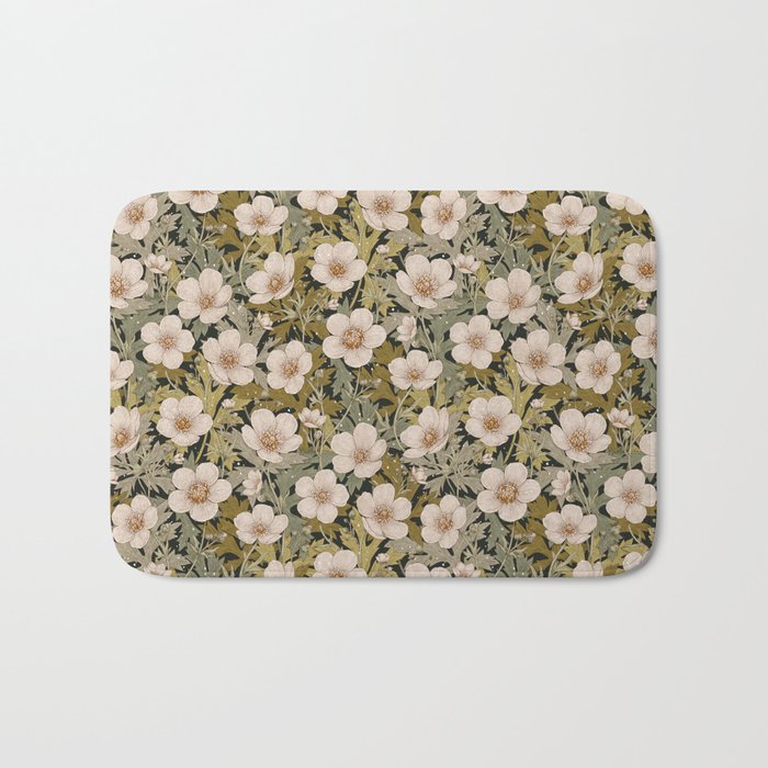 Floral Meadow In Spring Green Bath Mat Gallery Image 1