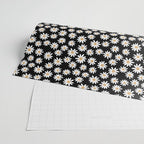 Daisies - daisy floral repeat, daisy flowers, 70s, retro, black, daisy floral Wrapping Paper Gallery Image 2