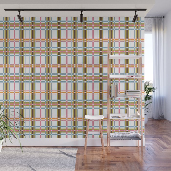 Bold Crosshatch Colorful Wall Mural Gallery Image 1
