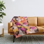 Female diverse faces pink Throw Blanket Gallery Image 1