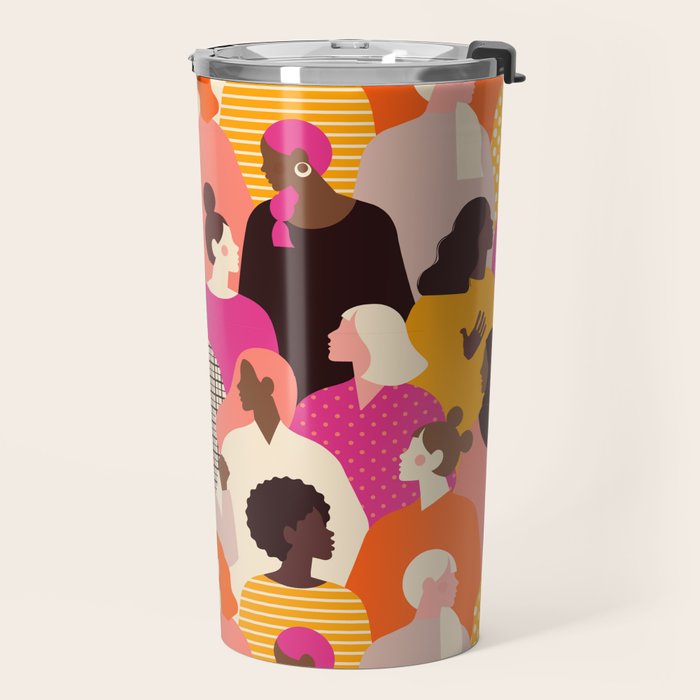 Female diverse faces pink Travel Mug Gallery Image 2