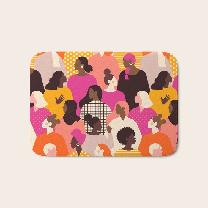Female diverse faces pink Bath Mat Gallery Image 1