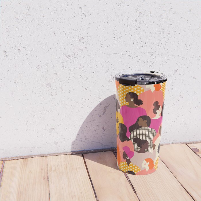 Female diverse faces pink Travel Mug Gallery Image 4