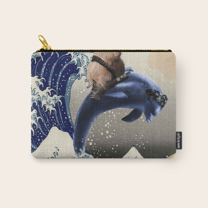 Cowboy Capybara Riding Dolphin Great Wave Carry All Pouch Gallery Image 1