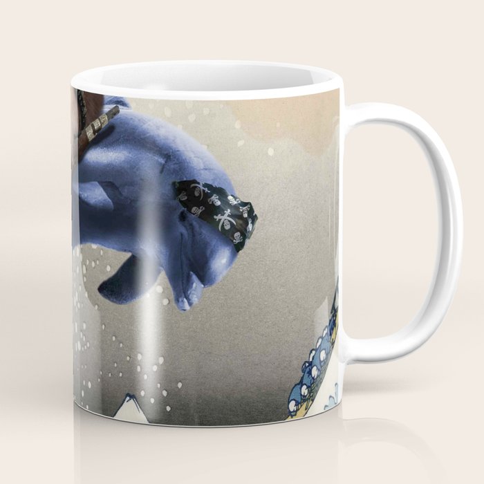 Cowboy Capybara Riding Dolphin Great Wave Coffee Mug Gallery Image 1