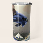 Cowboy Capybara Riding Dolphin Great Wave Travel Mug Gallery Image 2