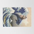 Cowboy Capybara Riding Dolphin Great Wave Rug Gallery Image 2