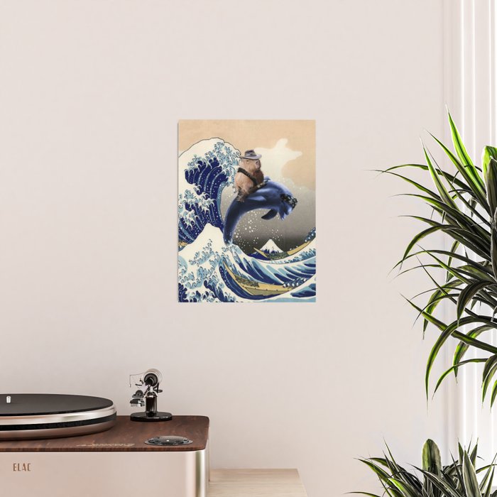 Cowboy Capybara Riding Dolphin Great Wave Poster Gallery Image 2