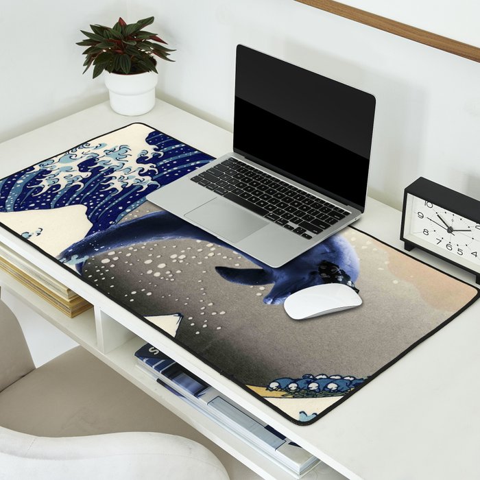 Cowboy Capybara Riding Dolphin Great Wave Desk Mat Gallery Image 2