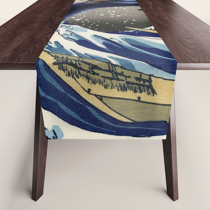 Cowboy Capybara Riding Dolphin Great Wave Table Runner Gallery Image 1
