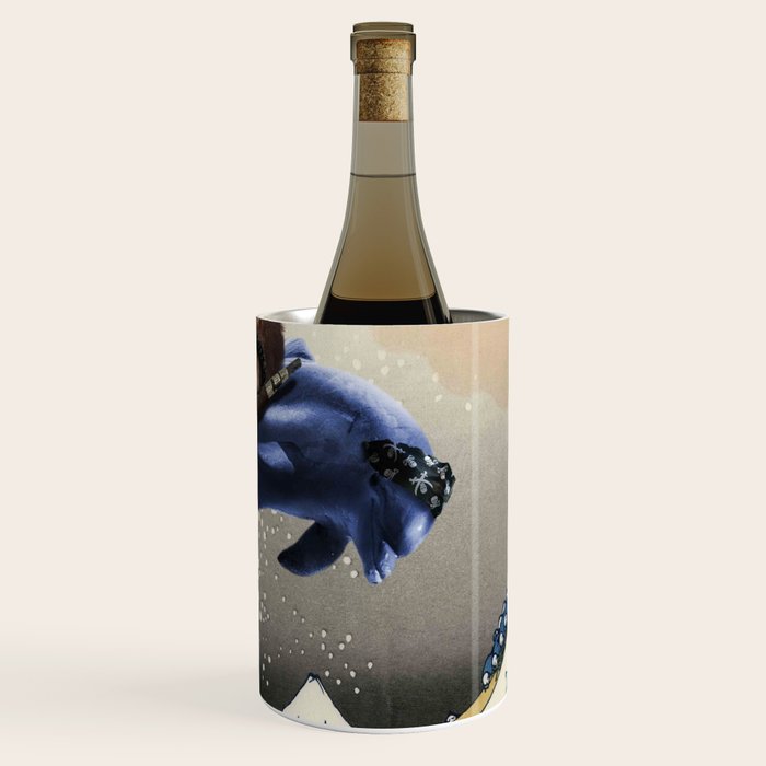 Cowboy Capybara Riding Dolphin Great Wave Wine Chiller Gallery Image 3
