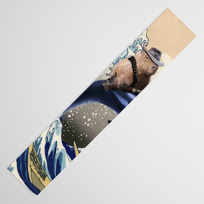 Cowboy Capybara Riding Dolphin Great Wave Table Runner Gallery Image 3